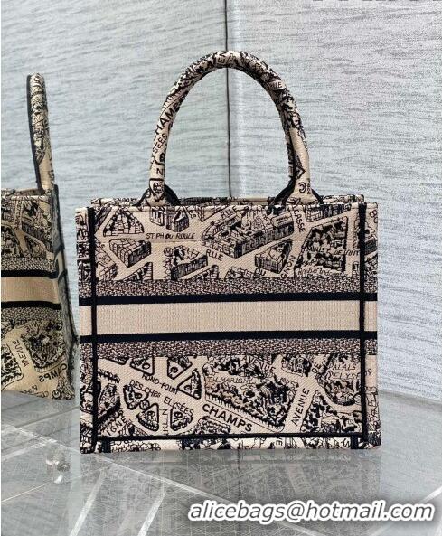 Good Product Dior Small Book Tote Bag Bag in Plan de Paris Embroidery CD7109 Beige 2023