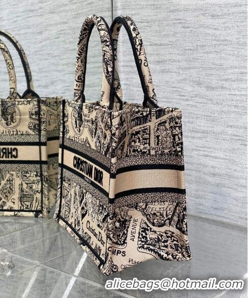 Good Product Dior Small Book Tote Bag Bag in Plan de Paris Embroidery CD7109 Beige 2023