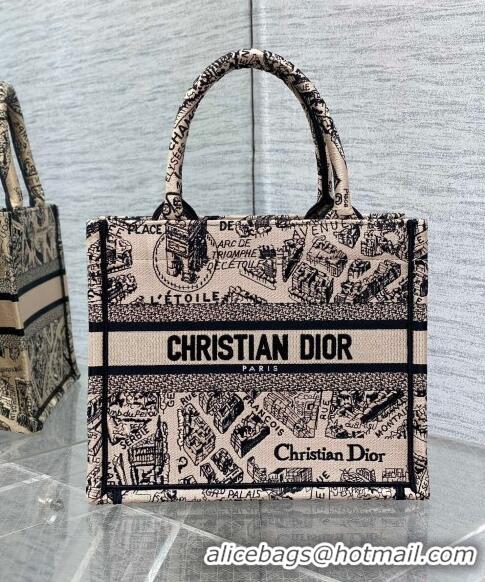 Good Product Dior Small Book Tote Bag Bag in Plan de Paris Embroidery CD7109 Beige 2023