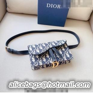 New Style Dior Oblique Canvas Belt Bag 0714 Blue 2023