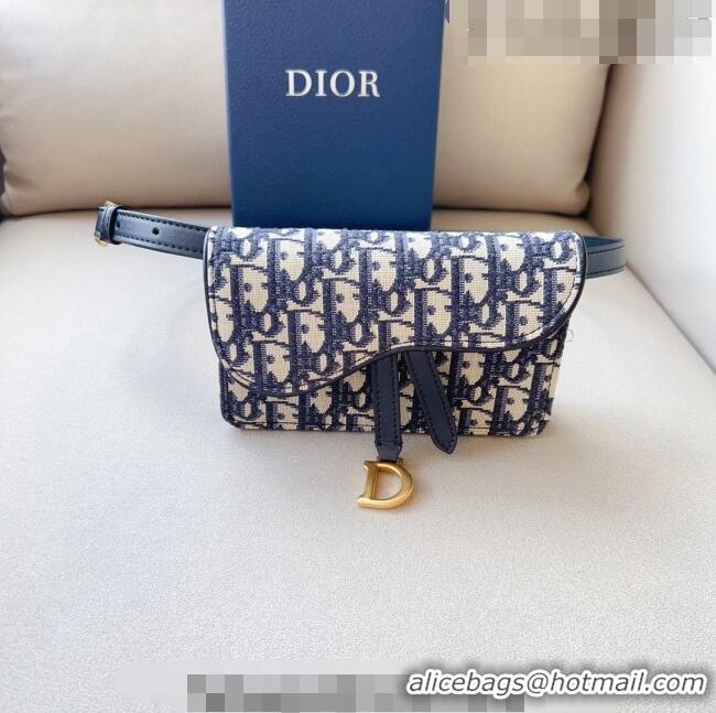 New Style Dior Oblique Canvas Belt Bag 0714 Blue 2023