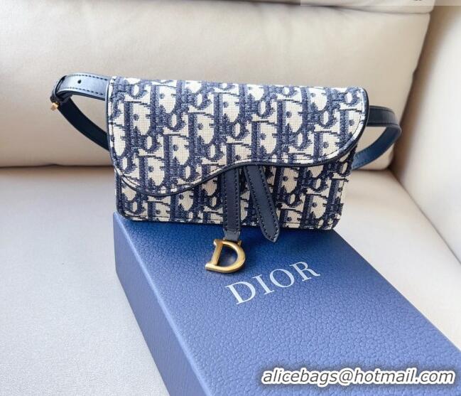 New Style Dior Oblique Canvas Belt Bag 0714 Blue 2023