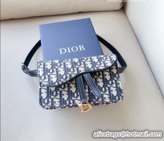 New Style Dior Oblique Canvas Belt Bag 0714 Blue 2023