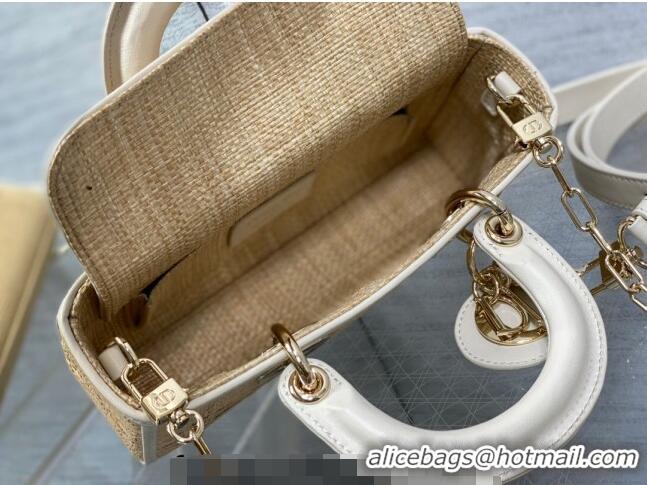 Top Quality Dior Small Lady D-Joy Bag in Cannage Raffia Straw CD7009 Beige 2023