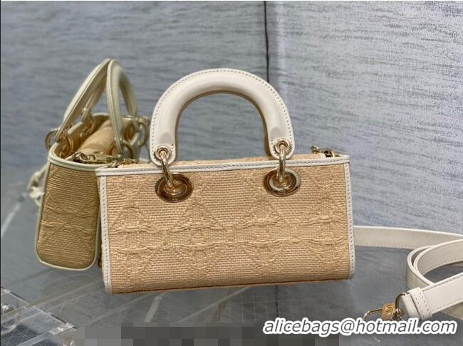 Top Quality Dior Small Lady D-Joy Bag in Cannage Raffia Straw CD7009 Beige 2023