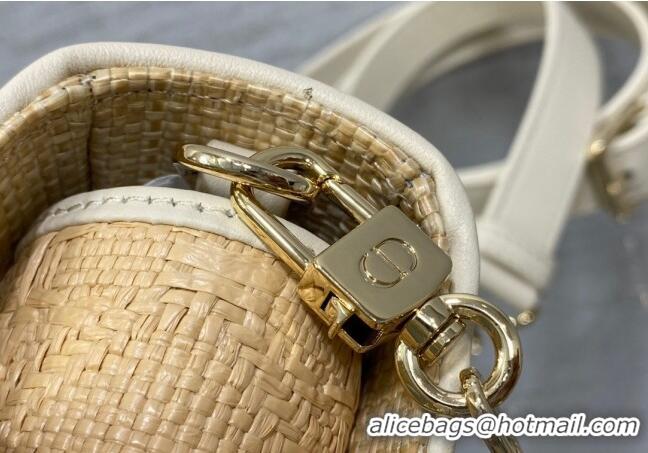 Top Quality Dior Small Lady D-Joy Bag in Cannage Raffia Straw CD7009 Beige 2023