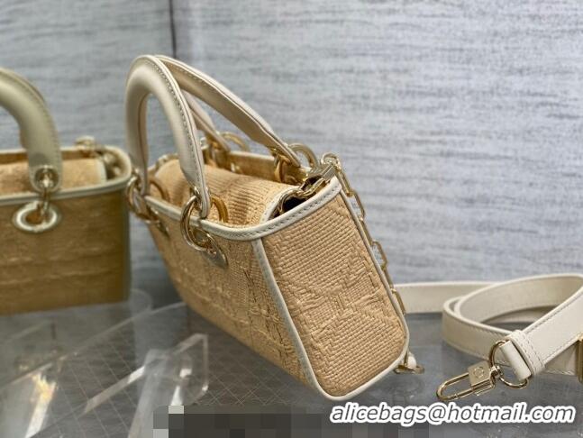 Top Quality Dior Small Lady D-Joy Bag in Cannage Raffia Straw CD7009 Beige 2023