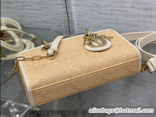 Top Quality Dior Small Lady D-Joy Bag in Cannage Raffia Straw CD7009 Beige 2023