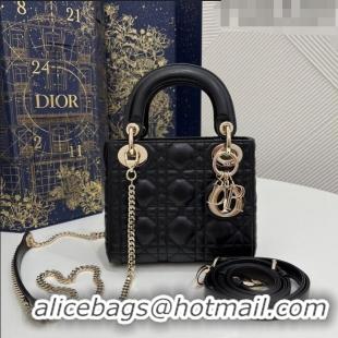 Traditional Specials Dior Mini Lady Dior Bag in Cannage Lambskin Leather CD1801 Black/Gold 2023