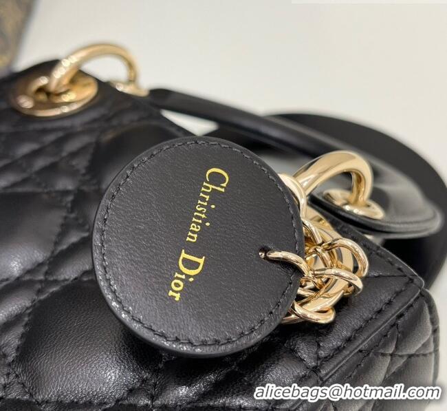 Traditional Specials Dior Mini Lady Dior Bag in Cannage Lambskin Leather CD1801 Black/Gold 2023