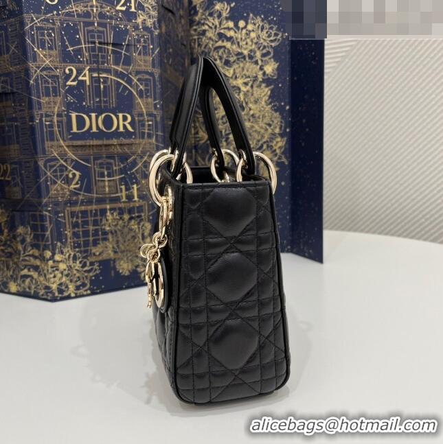 Traditional Specials Dior Mini Lady Dior Bag in Cannage Lambskin Leather CD1801 Black/Gold 2023