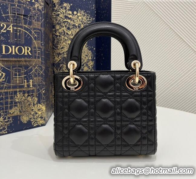 Traditional Specials Dior Mini Lady Dior Bag in Cannage Lambskin Leather CD1801 Black/Gold 2023