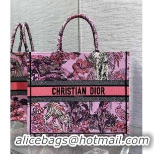 Classic Dior Large Book Tote Bag in Toile de Jouy Reverse Embroidery CD7107 Pink Multicolor 2023