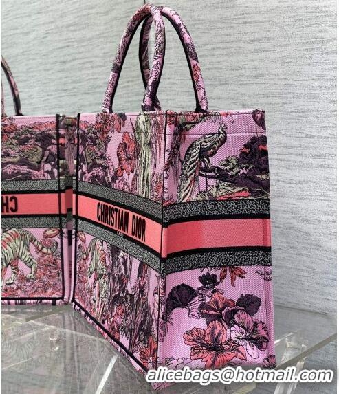 Classic Dior Large Book Tote Bag in Toile de Jouy Reverse Embroidery CD7107 Pink Multicolor 2023