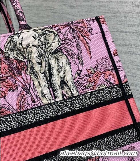 Classic Dior Large Book Tote Bag in Toile de Jouy Reverse Embroidery CD7107 Pink Multicolor 2023