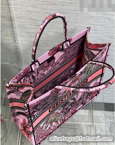 Classic Dior Large Book Tote Bag in Toile de Jouy Reverse Embroidery CD7107 Pink Multicolor 2023