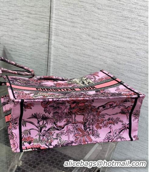 Classic Dior Large Book Tote Bag in Toile de Jouy Reverse Embroidery CD7107 Pink Multicolor 2023