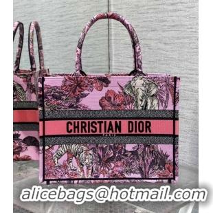 Top Design Dior Medium Book Tote Bag in Toile de Jouy Reverse Embroidery CD7108 Pink Multicolor 2023