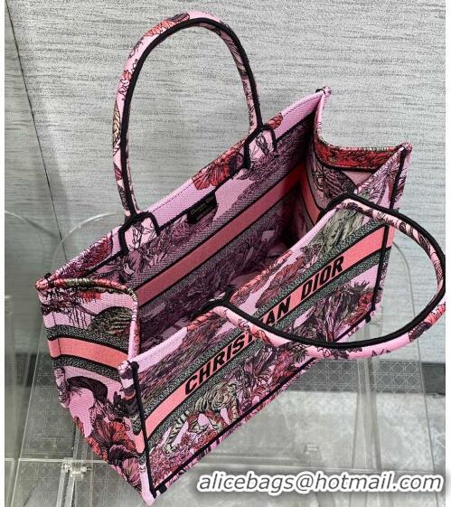 Top Design Dior Medium Book Tote Bag in Toile de Jouy Reverse Embroidery CD7108 Pink Multicolor 2023