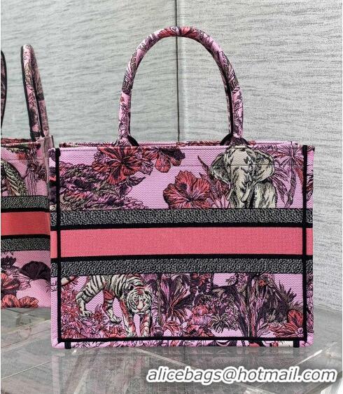 Top Design Dior Medium Book Tote Bag in Toile de Jouy Reverse Embroidery CD7108 Pink Multicolor 2023