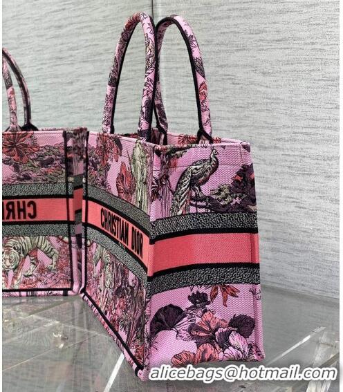 Top Design Dior Medium Book Tote Bag in Toile de Jouy Reverse Embroidery CD7108 Pink Multicolor 2023