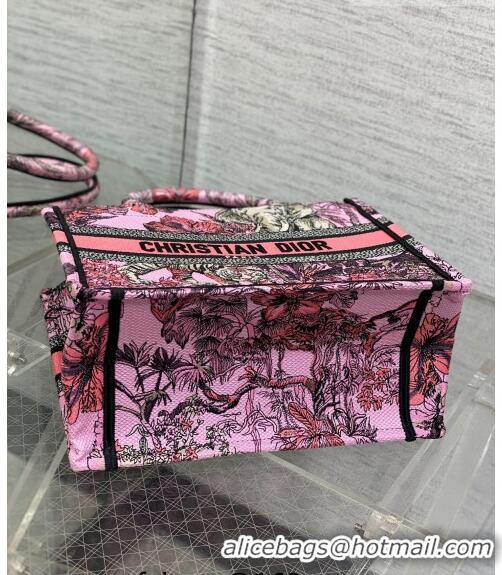 Popular Style Dior Small Book Tote Bag in Toile de Jouy Reverse Embroidery CD7109 Pink Multicolor 2023