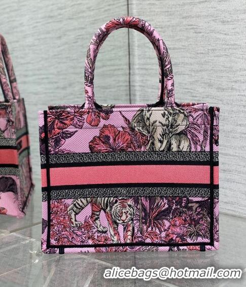 Popular Style Dior Small Book Tote Bag in Toile de Jouy Reverse Embroidery CD7109 Pink Multicolor 2023