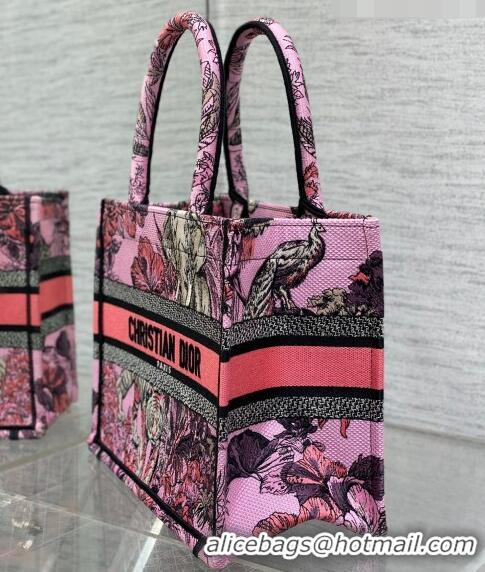 Popular Style Dior Small Book Tote Bag in Toile de Jouy Reverse Embroidery CD7109 Pink Multicolor 2023