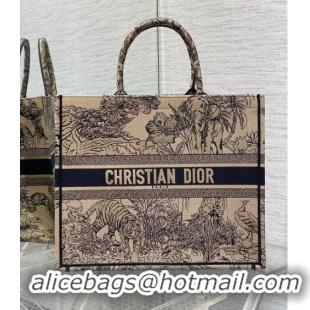 Popular Dior Large Book Tote Bag in Toile de Jouy Reverse Embroidery CD7107 Beige Multicolor 2023