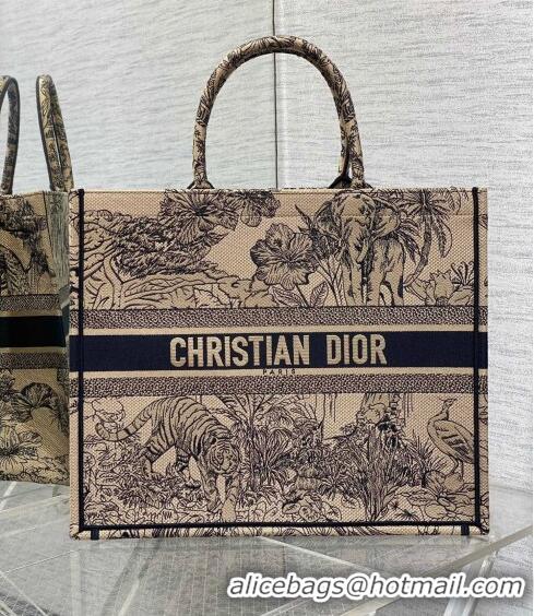 Popular Dior Large Book Tote Bag in Toile de Jouy Reverse Embroidery CD7107 Beige Multicolor 2023