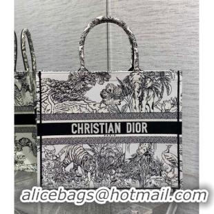 Shop Grade Dior Large Book Tote Bag in Toile de Jouy Reverse Embroidery CD7107 White and Black 2023