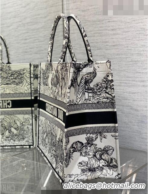 Shop Grade Dior Large Book Tote Bag in Toile de Jouy Reverse Embroidery CD7107 White and Black 2023