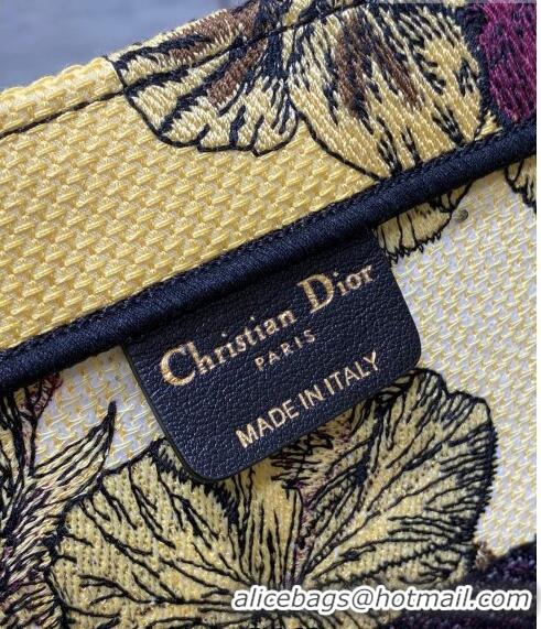 Top Quality Dior Medium Book Tote Bag in Toile de Jouy Reverse Embroidery CD7108 Yellow Multicolor 2023