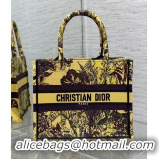 Inexpensive Dior Small Book Tote Bag in Toile de Jouy Reverse Embroidery CD7109 Yellow Multicolor 2023