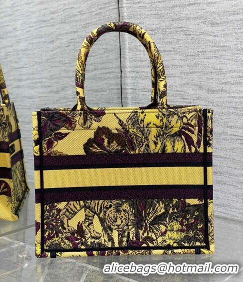 Inexpensive Dior Small Book Tote Bag in Toile de Jouy Reverse Embroidery CD7109 Yellow Multicolor 2023