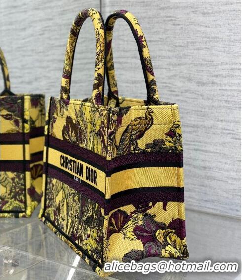 Inexpensive Dior Small Book Tote Bag in Toile de Jouy Reverse Embroidery CD7109 Yellow Multicolor 2023