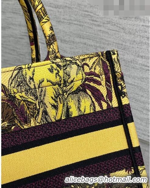 Inexpensive Dior Small Book Tote Bag in Toile de Jouy Reverse Embroidery CD7109 Yellow Multicolor 2023