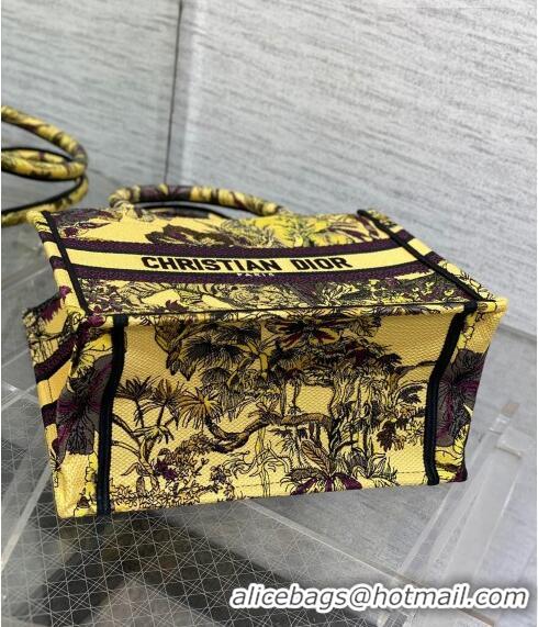 Inexpensive Dior Small Book Tote Bag in Toile de Jouy Reverse Embroidery CD7109 Yellow Multicolor 2023