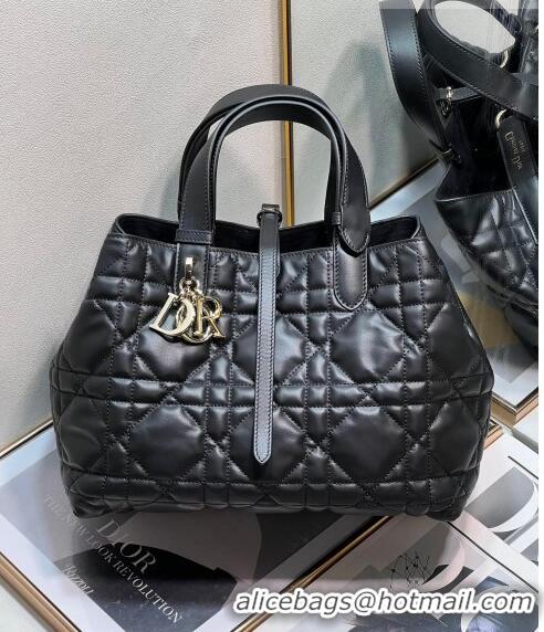 Good Taste Dior Medium Toujours Tote bag in Macrocannage Calfskin CD1026 Black 2023