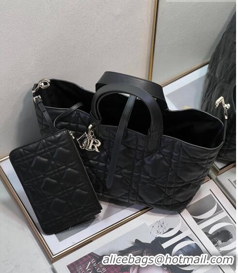 Good Taste Dior Medium Toujours Tote bag in Macrocannage Calfskin CD1026 Black 2023