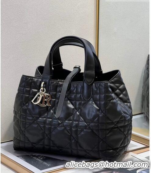 Good Taste Dior Medium Toujours Tote bag in Macrocannage Calfskin CD1026 Black 2023