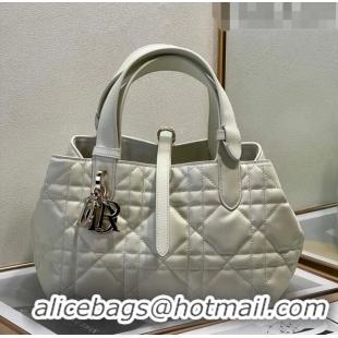 Grade Quality Dior Small Toujours Tote bag in Macrocannage Calfskin F1027 White 2023