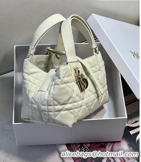 Grade Quality Dior Small Toujours Tote bag in Macrocannage Calfskin F1027 White 2023