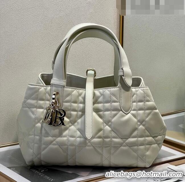 Grade Quality Dior Small Toujours Tote bag in Macrocannage Calfskin F1027 White 2023