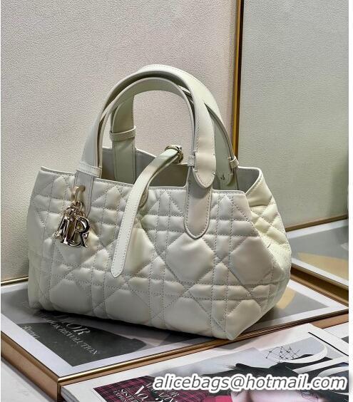 Grade Quality Dior Small Toujours Tote bag in Macrocannage Calfskin F1027 White 2023