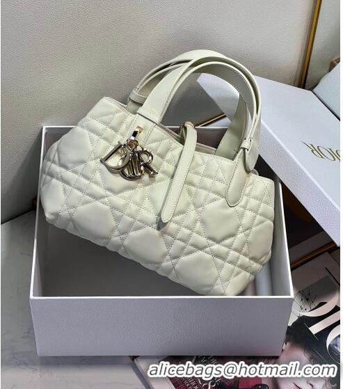 Grade Quality Dior Small Toujours Tote bag in Macrocannage Calfskin F1027 White 2023