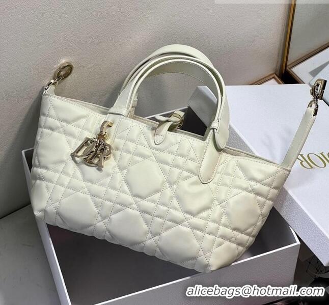 Grade Quality Dior Small Toujours Tote bag in Macrocannage Calfskin F1027 White 2023