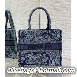 Well Crafted Dior Small Book Tote Bag in Toile de Jouy Embroidery CD1031 Denim Blue 2023