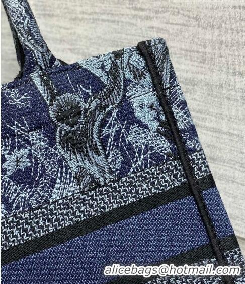 Well Crafted Dior Small Book Tote Bag in Toile de Jouy Embroidery CD1031 Denim Blue 2023