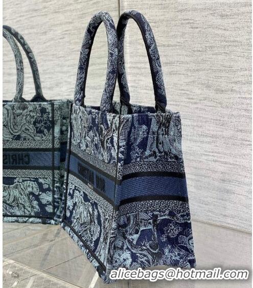 Well Crafted Dior Small Book Tote Bag in Toile de Jouy Embroidery CD1031 Denim Blue 2023